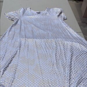 LuLaRoe White and Gold High Low Dress